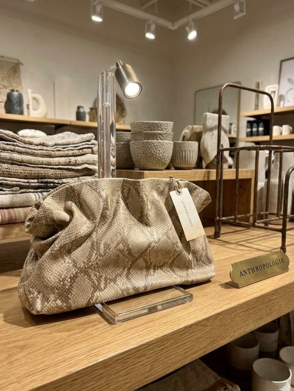 Anthropologie Jory Snakeskin Clutch Crossbody Bag - NWT - Picture 1 of 8